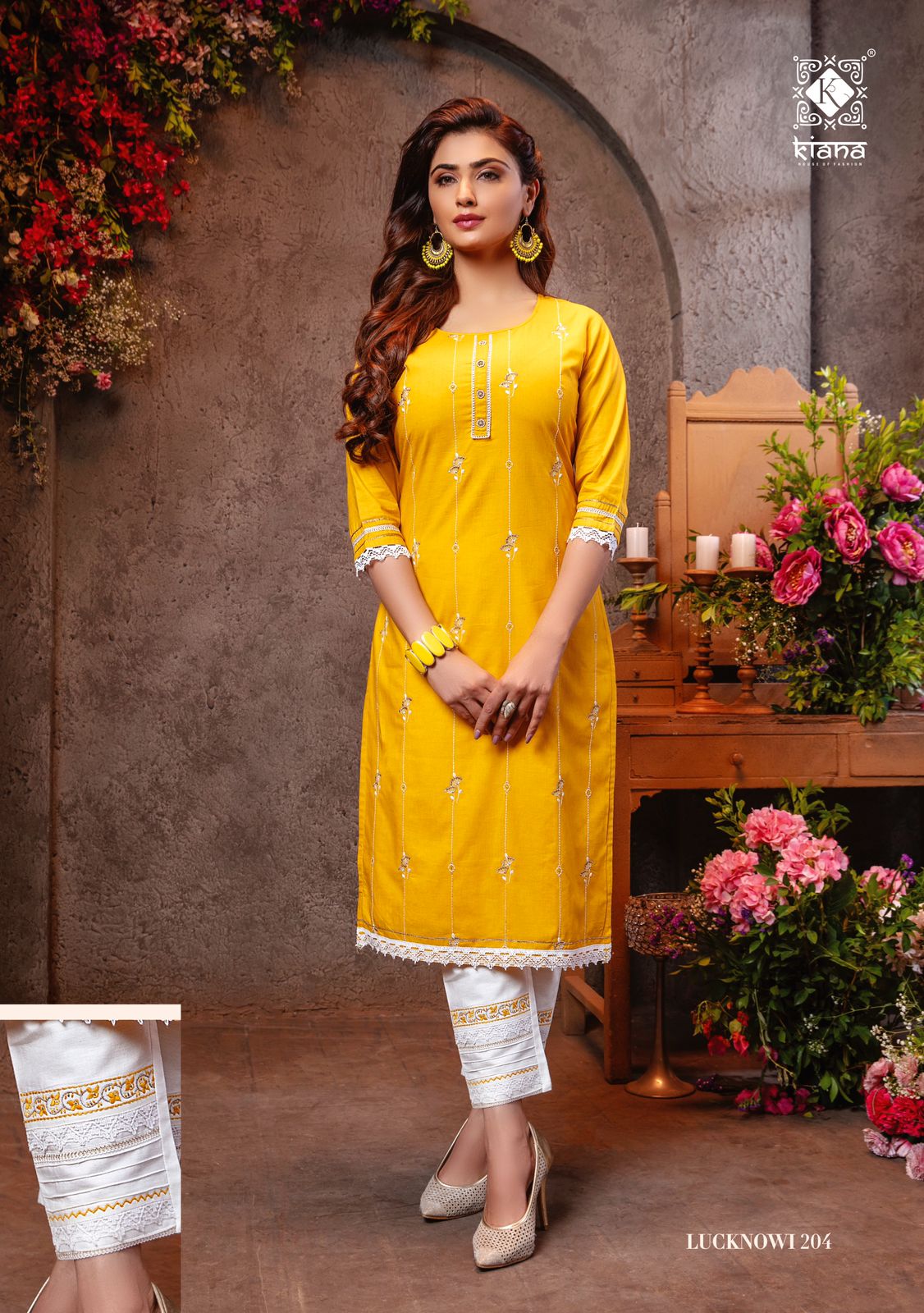 Kiana Lucknowi 2 Fancy Ethnic Wear Cotton Kurti With Bottom Collection